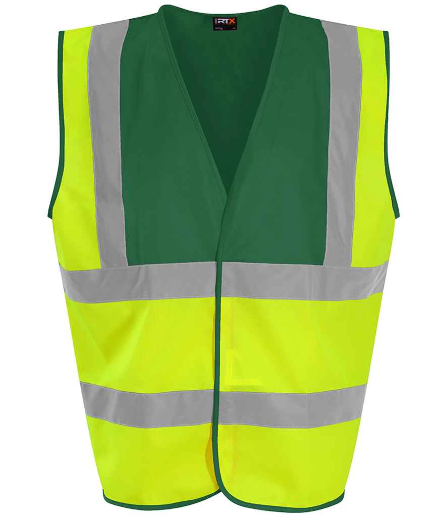Pro RTX RX700 Yellow/Paramedic Green Front - Hi Vis Vest Ready to be Printed by Custard Workwear - Cheap Personalised and Customised Workwear in Nottinghamshire, Derbyshire and Leicestershire