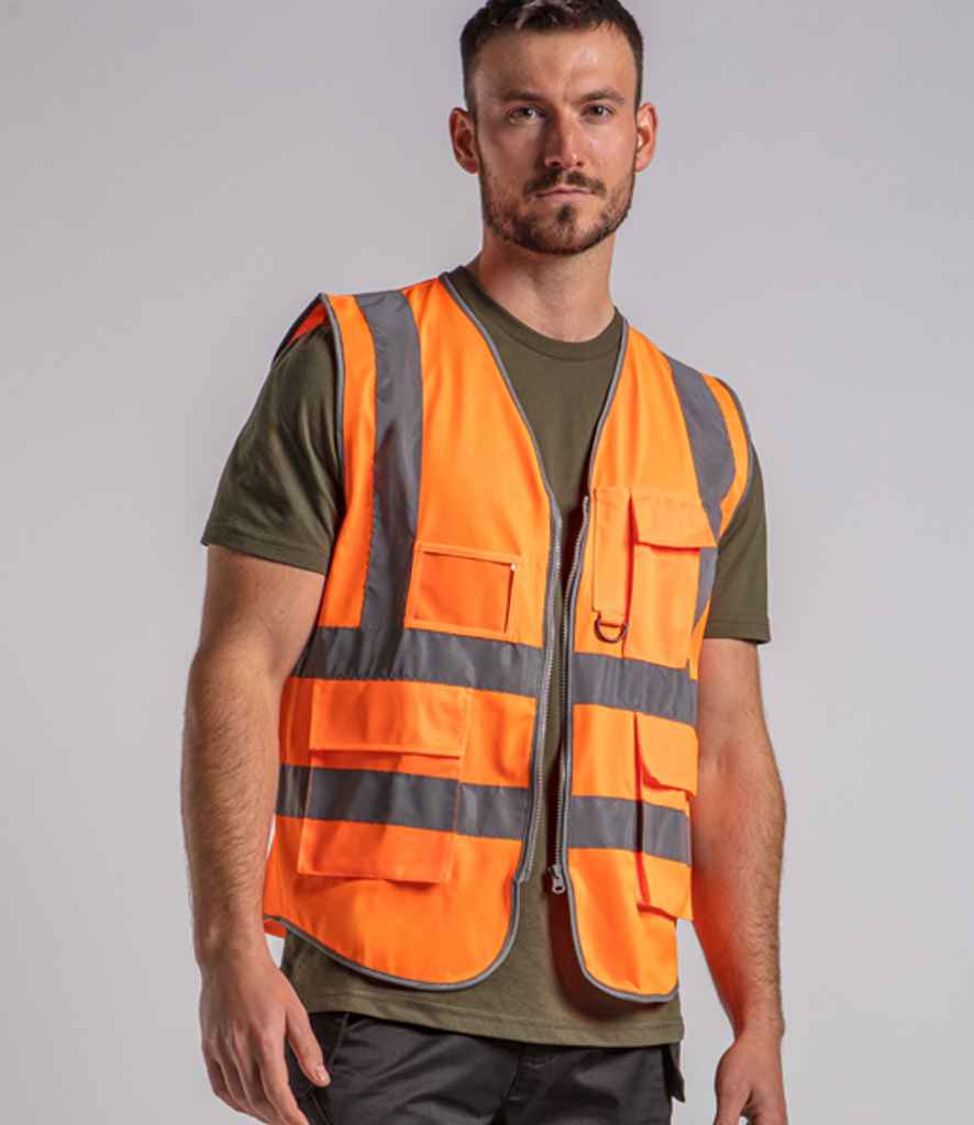 Pro RTX RX705 Orange Model - Hi Vis Vest Ready to be Printed by Custard Workwear - Cheap Personalised and Customised Workwear in Nottinghamshire, Derbyshire and Leicestershire