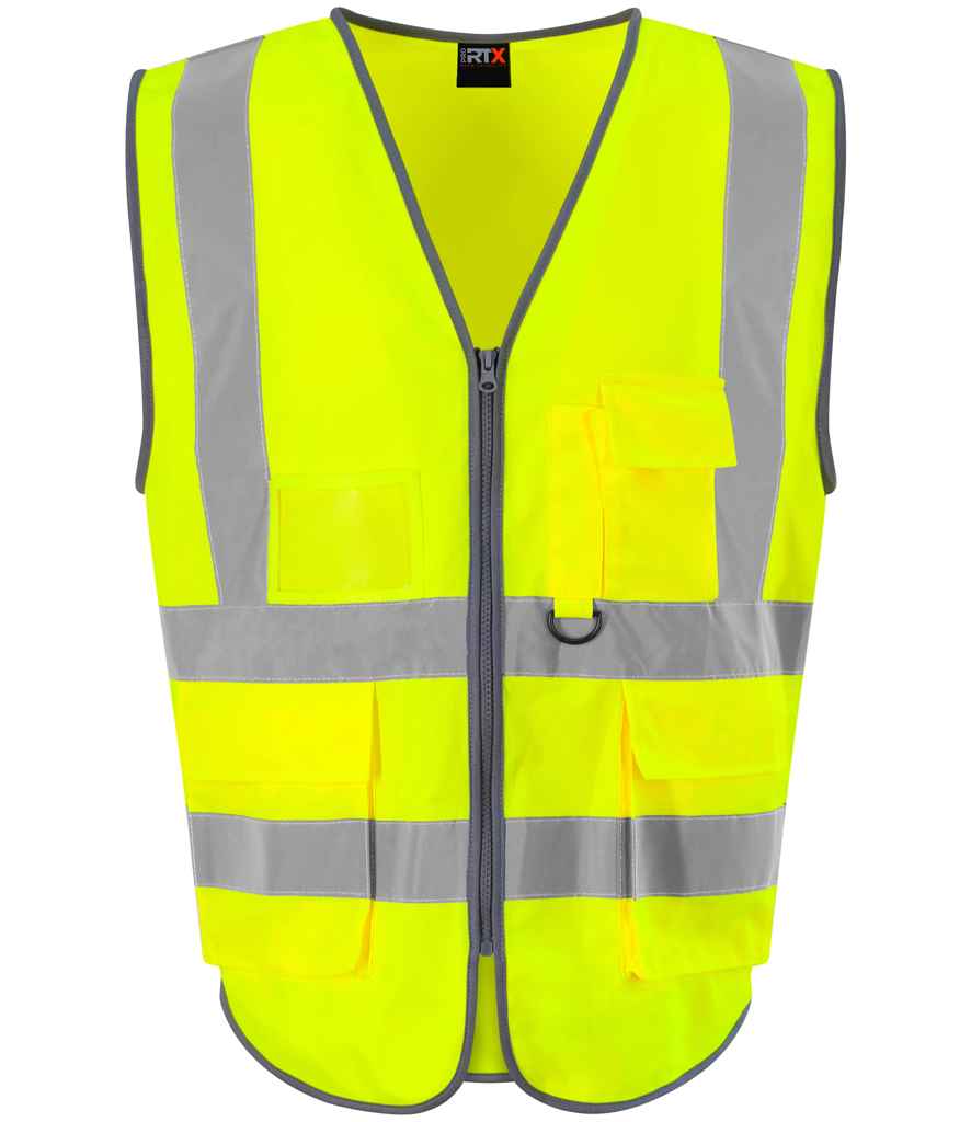 Pro RTX RX705 Yellow Front - Hi Vis Vest Ready to be Printed by Custard Workwear - Cheap Personalised and Customised Workwear in Nottinghamshire, Derbyshire and Leicestershire