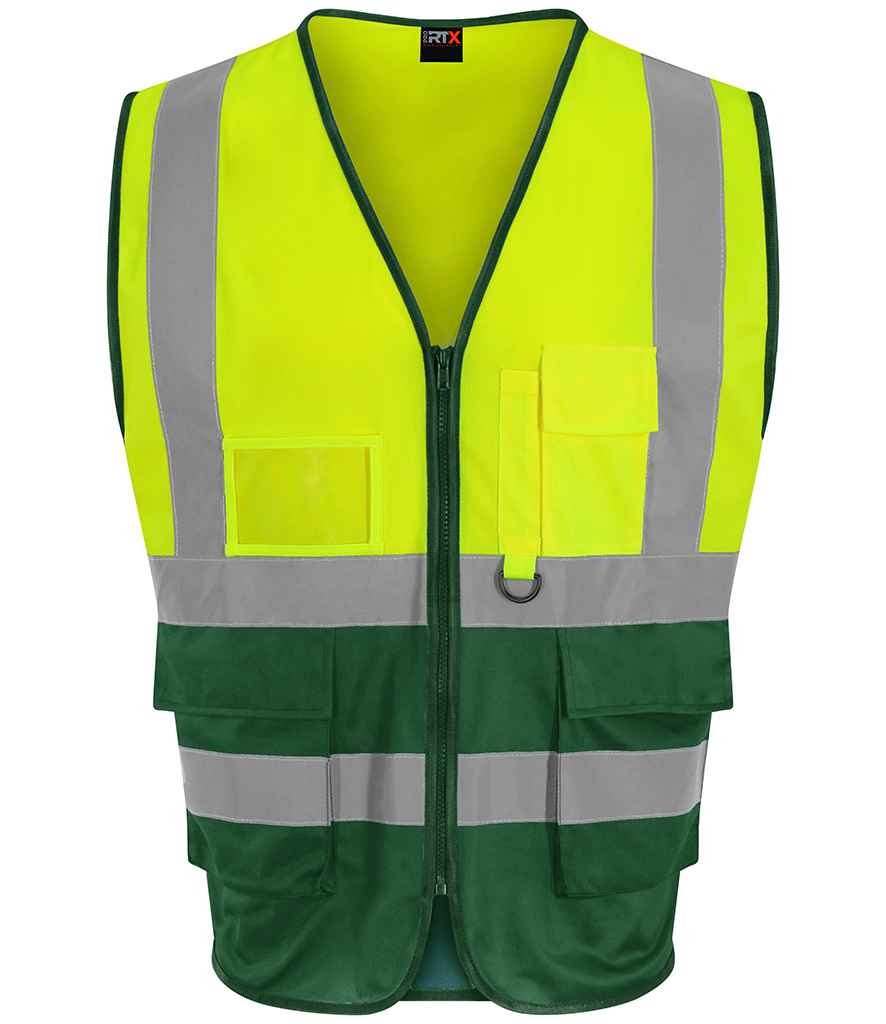 Pro RTX RX705 Yellow/Paramedic Green Front - Hi Vis Vest Ready to be Printed by Custard Workwear - Cheap Personalised and Customised Workwear in Nottinghamshire, Derbyshire and Leicestershire