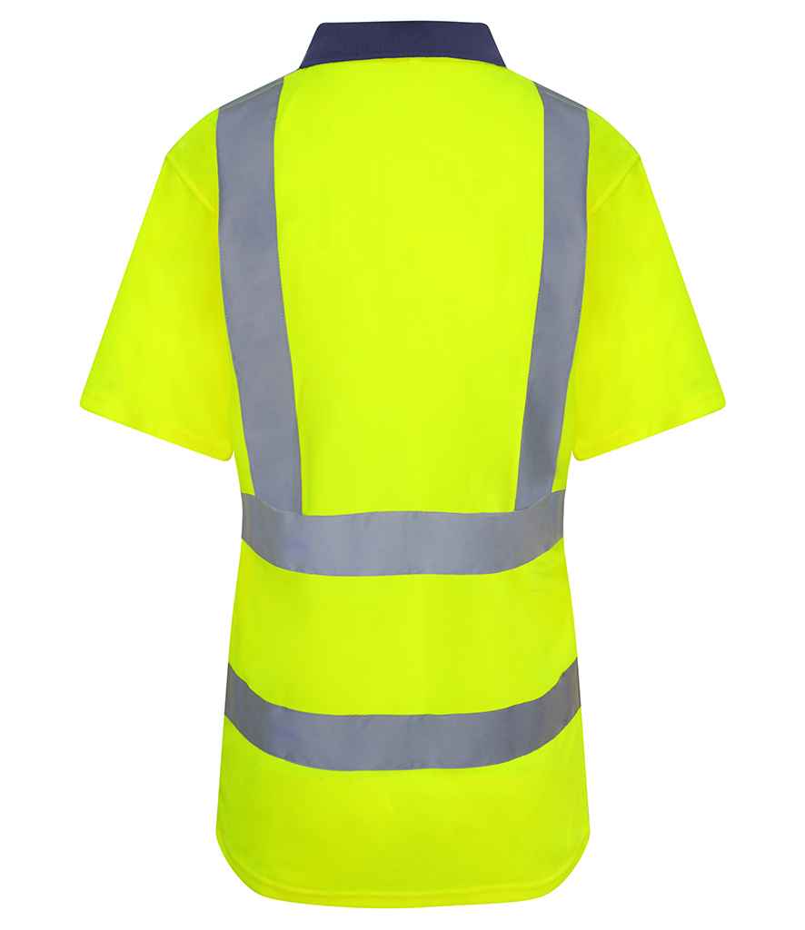 Pro RTX RX710 Yellow/Navy Back - Hi Vis Polo Shirt Ready to be Printed by Custard Workwear - Cheap Personalised and Customised Workwear in Nottinghamshire, Derbyshire and Leicestershire