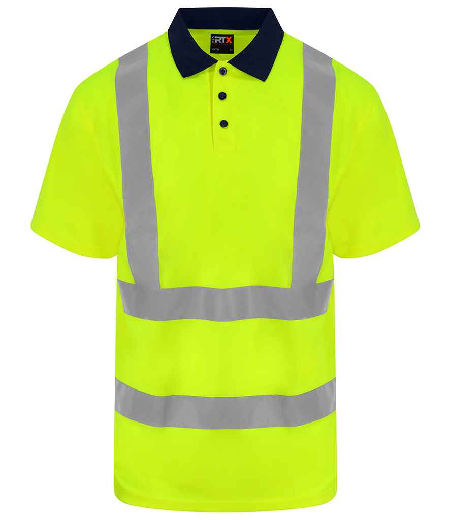 Pro RTX RX710 Yellow/Navy Front - Hi Vis Polo Shirt Ready to be Printed by Custard Workwear - Cheap Personalised and Customised Workwear in Nottinghamshire, Derbyshire and Leicestershire