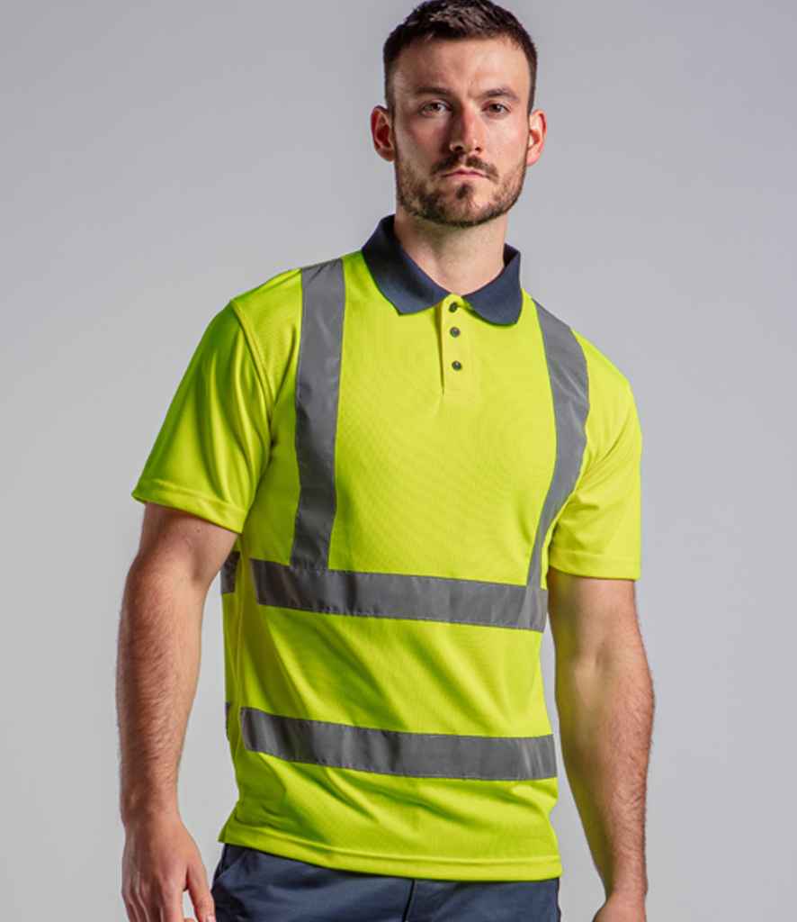 Pro RTX RX710 Yellow/Navy Model - Hi Vis Polo Shirt Ready to be Printed by Custard Workwear - Cheap Personalised and Customised Workwear in Nottinghamshire, Derbyshire and Leicestershire