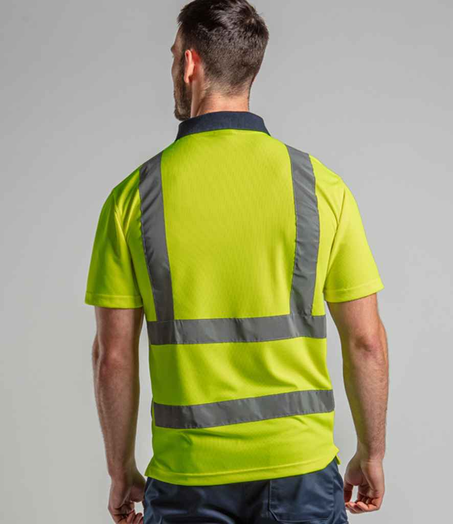 Pro RTX RX710 Yellow/Navy Model - Hi Vis Polo Shirt Ready to be Printed by Custard Workwear - Cheap Personalised and Customised Workwear in Nottinghamshire, Derbyshire and Leicestershire