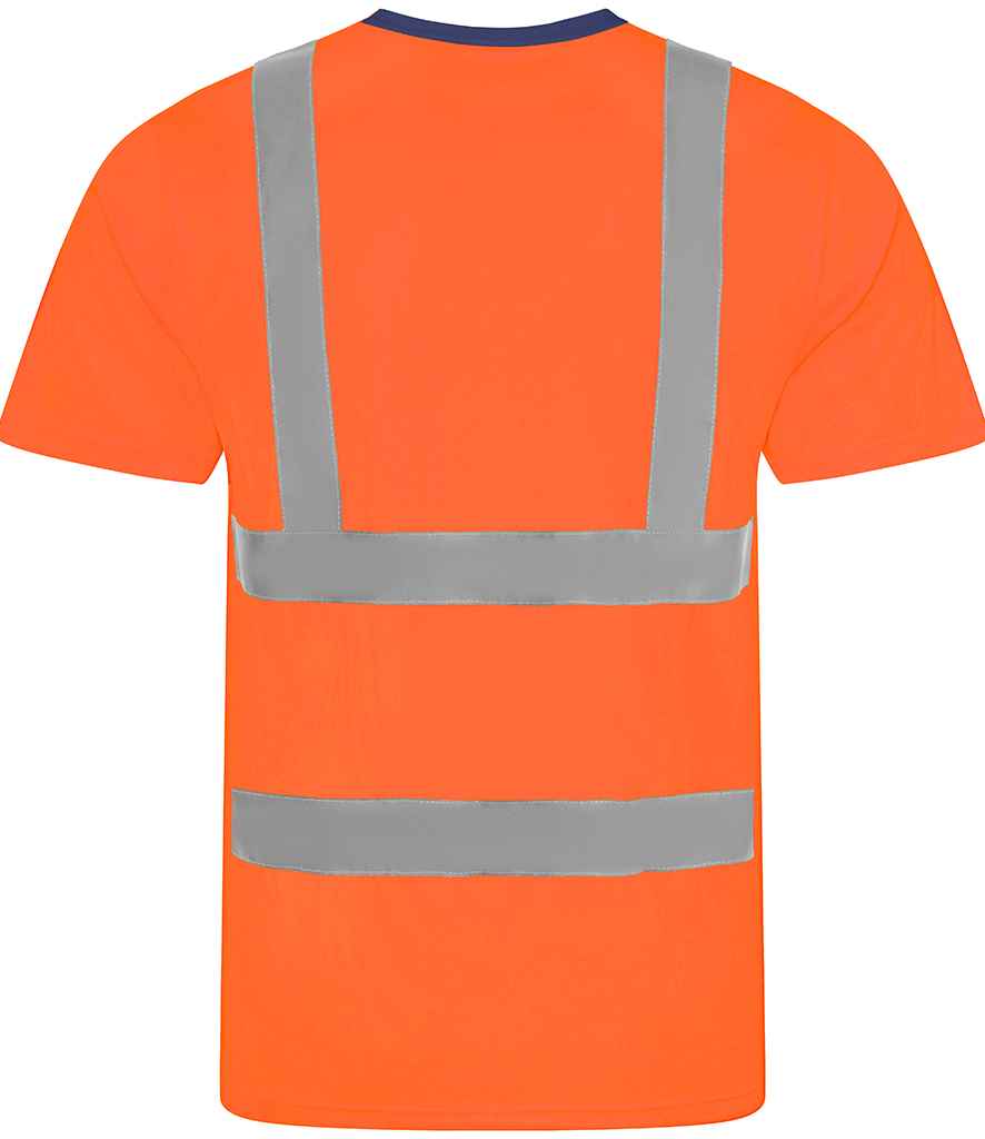 Pro RTX RX720 Orange/Navy Back - Hi Vis T-Shir Ready to be Printed by Custard Workwear - Cheap Personalised and Customised Workwear in Nottinghamshire, Derbyshire and Leicestershire