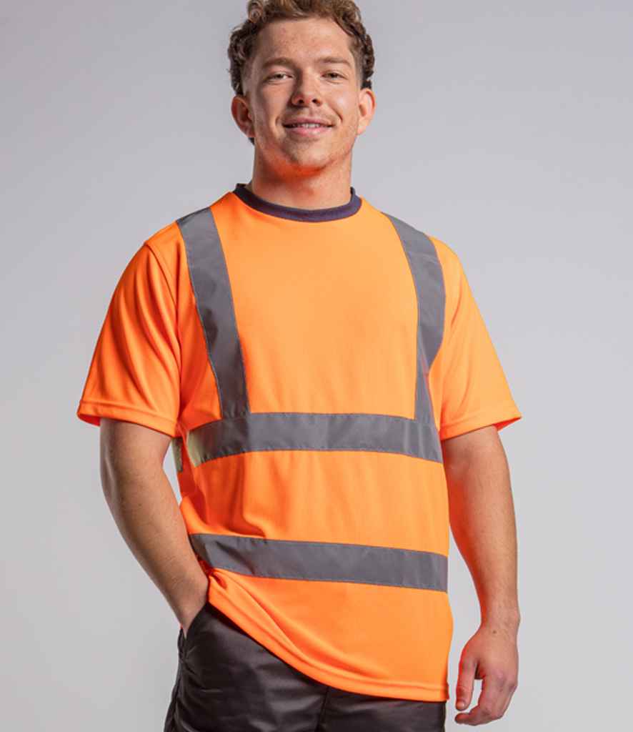 Pro RTX RX720 Orange/Navy Model - Hi Vis T-Shir Ready to be Printed by Custard Workwear - Cheap Personalised and Customised Workwear in Nottinghamshire, Derbyshire and Leicestershire