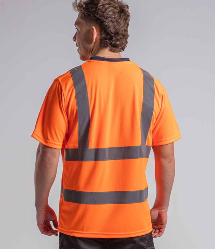 Pro RTX RX720 Orange/Navy Model - Hi Vis T-Shir Ready to be Printed by Custard Workwear - Cheap Personalised and Customised Workwear in Nottinghamshire, Derbyshire and Leicestershire