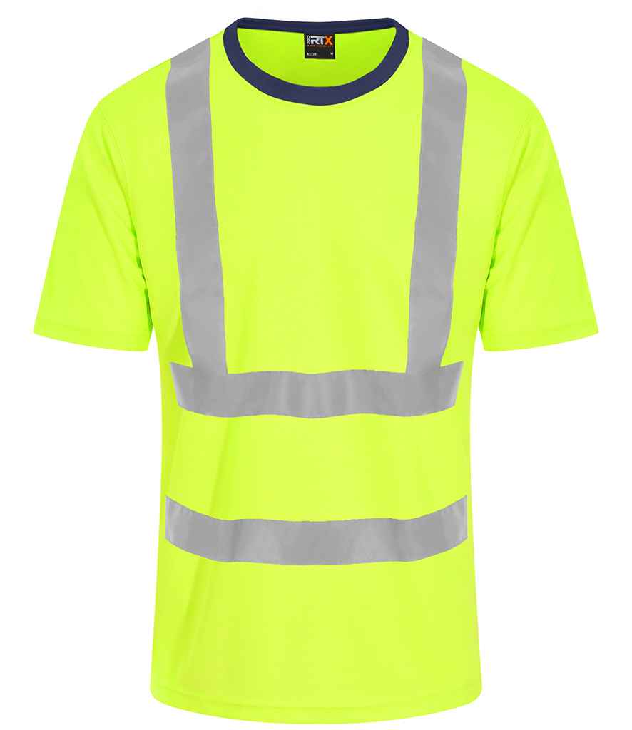 Pro RTX RX720 Yellow/Navy Front - Hi Vis T-Shir Ready to be Printed by Custard Workwear - Cheap Personalised and Customised Workwear in Nottinghamshire, Derbyshire and Leicestershire