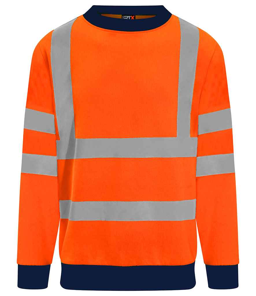 Pro RTX RX730 Orange/Navy Front - Hi Vis Sweatshirt Ready to be Embroidered and Printed by Custard Workwear - Cheap Personalised and Customised Workwear in Nottinghamshire, Derbyshire and Leicestershire