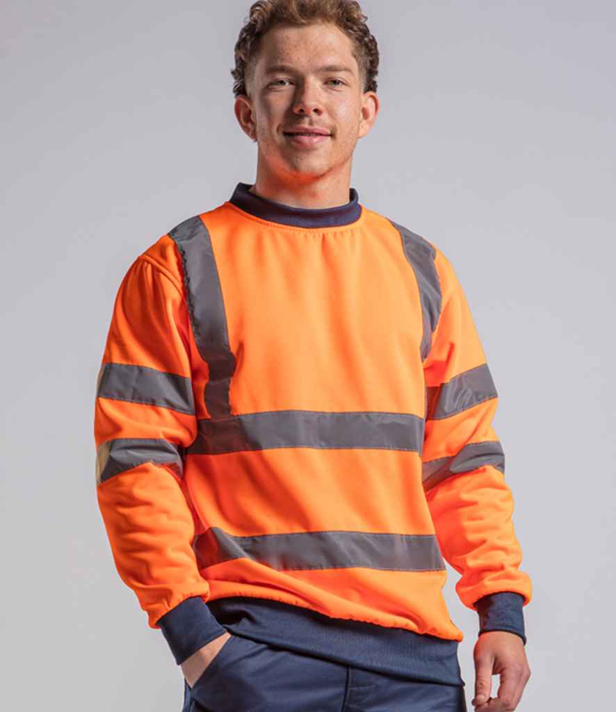 Pro RTX RX730 Orange/Navy Model - Hi Vis Sweatshirt Ready to be Embroidered and Printed by Custard Workwear - Cheap Personalised and Customised Workwear in Nottinghamshire, Derbyshire and Leicestershire