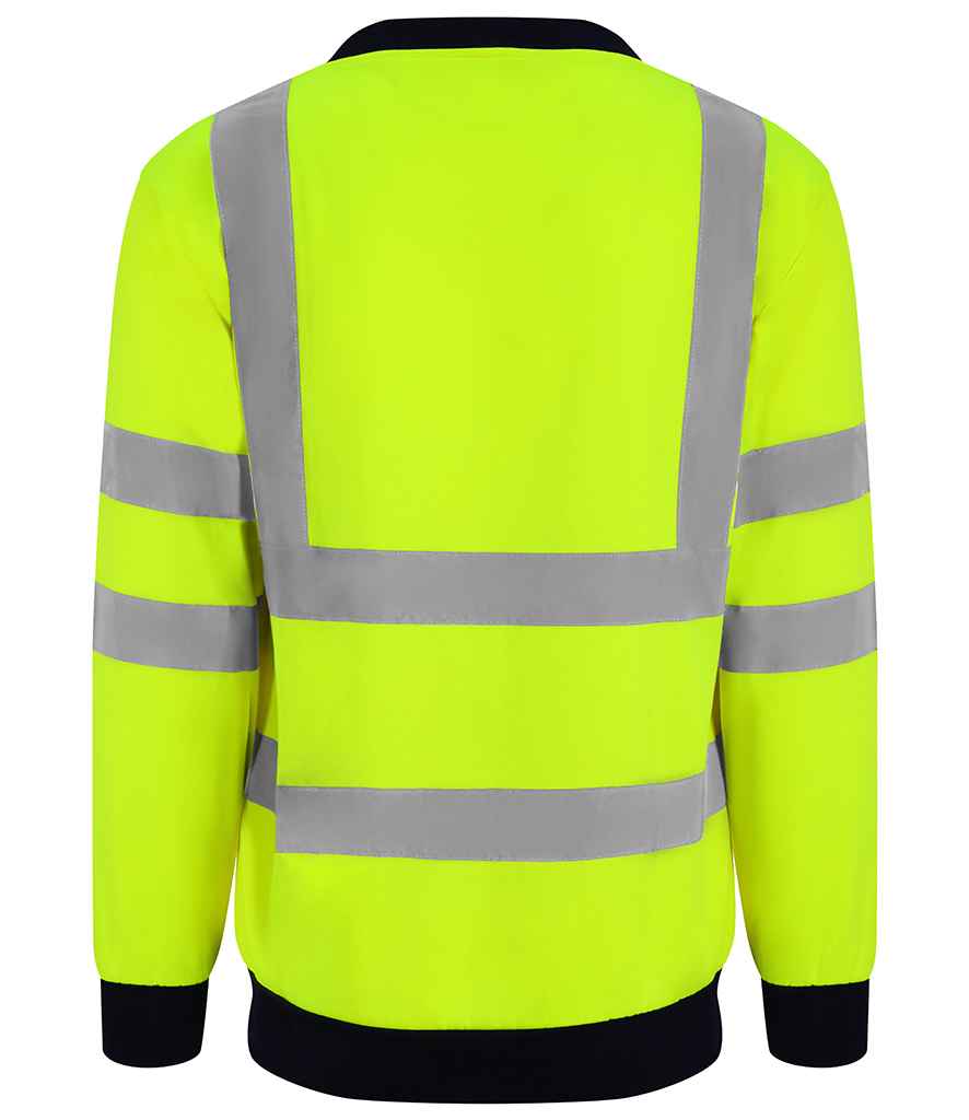 Pro RTX RX730 Yellow/Navy Back - Hi Vis Sweatshirt Ready to be Embroidered and Printed by Custard Workwear - Cheap Personalised and Customised Workwear in Nottinghamshire, Derbyshire and Leicestershire
