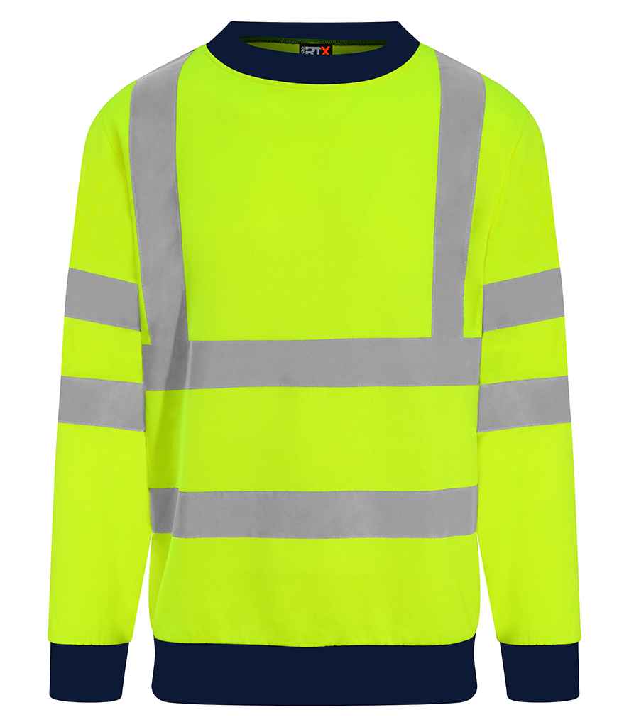 Pro RTX RX730 Yellow/Navy Front - Hi Vis Sweatshirt Ready to be Embroidered and Printed by Custard Workwear - Cheap Personalised and Customised Workwear in Nottinghamshire, Derbyshire and Leicestershire