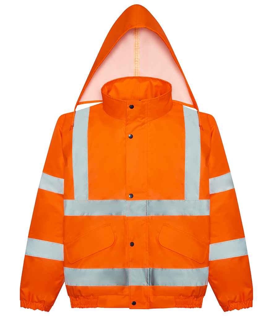 Pro RTX RX770 Orange Detail - Hi Vis Waterproof  Jacket Ready to be Embroidered and Printed by Custard Workwear - Cheap Personalised and Customised Workwear in Nottinghamshire, Derbyshire and Leicestershire