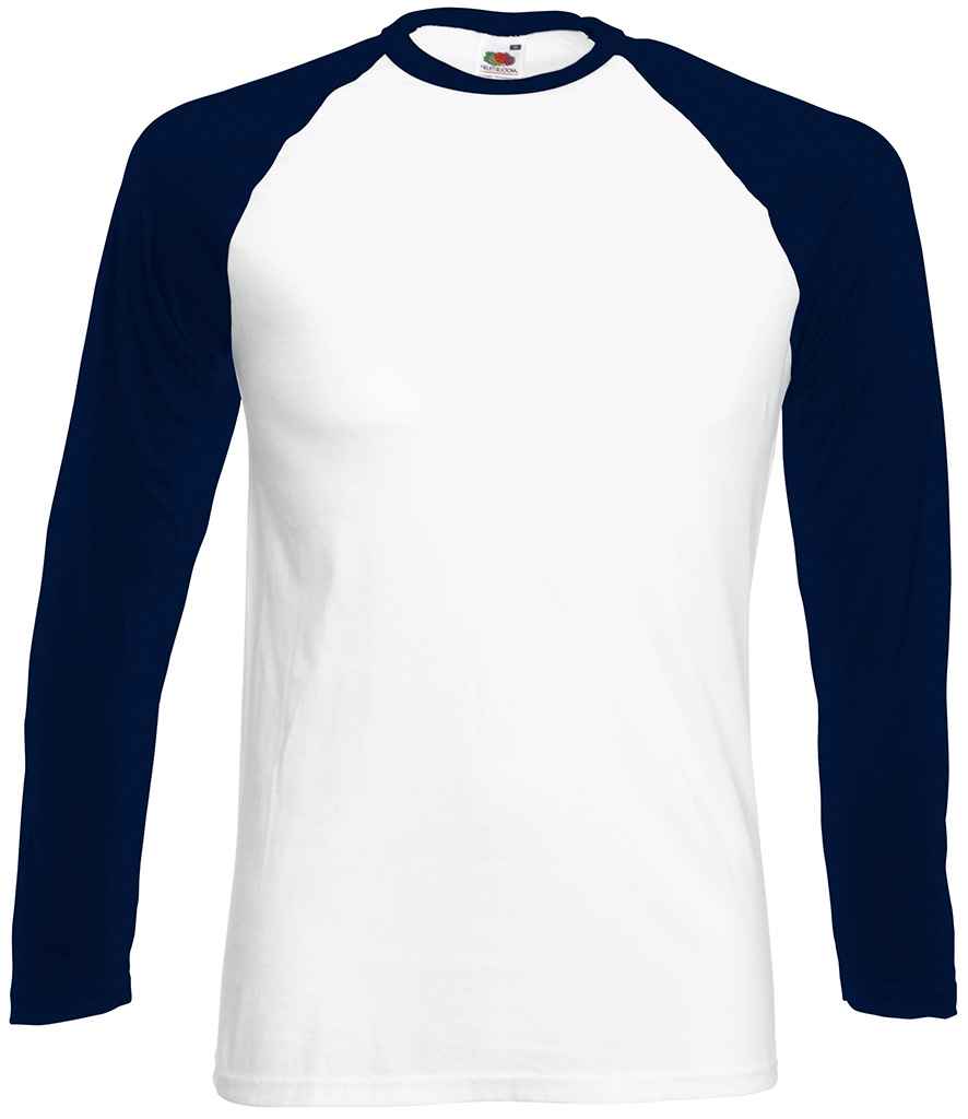 Fruit of the Loom SS32 White/Deep Navy Front - Ready to be Printed by Custard Workwear - Cheap Personalised and Customised Workwear in Nottinghamshire, Derbyshire and Leicestershire
