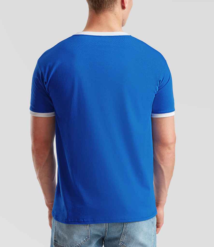 Fruit of the Loom SS34 Royal Blue/White Model - Ready to be Printed by Custard Workwear - Cheap Personalised and Customised Workwear in Nottinghamshire, Derbyshire and Leicestershire