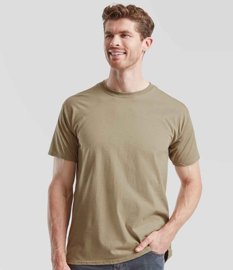 Fruit of the Loom SS6 Khaki Model - Ready to be Printed by Custard Workwear - Cheap Personalised and Customised Workwear in Nottinghamshire, Derbyshire and Leicestershire