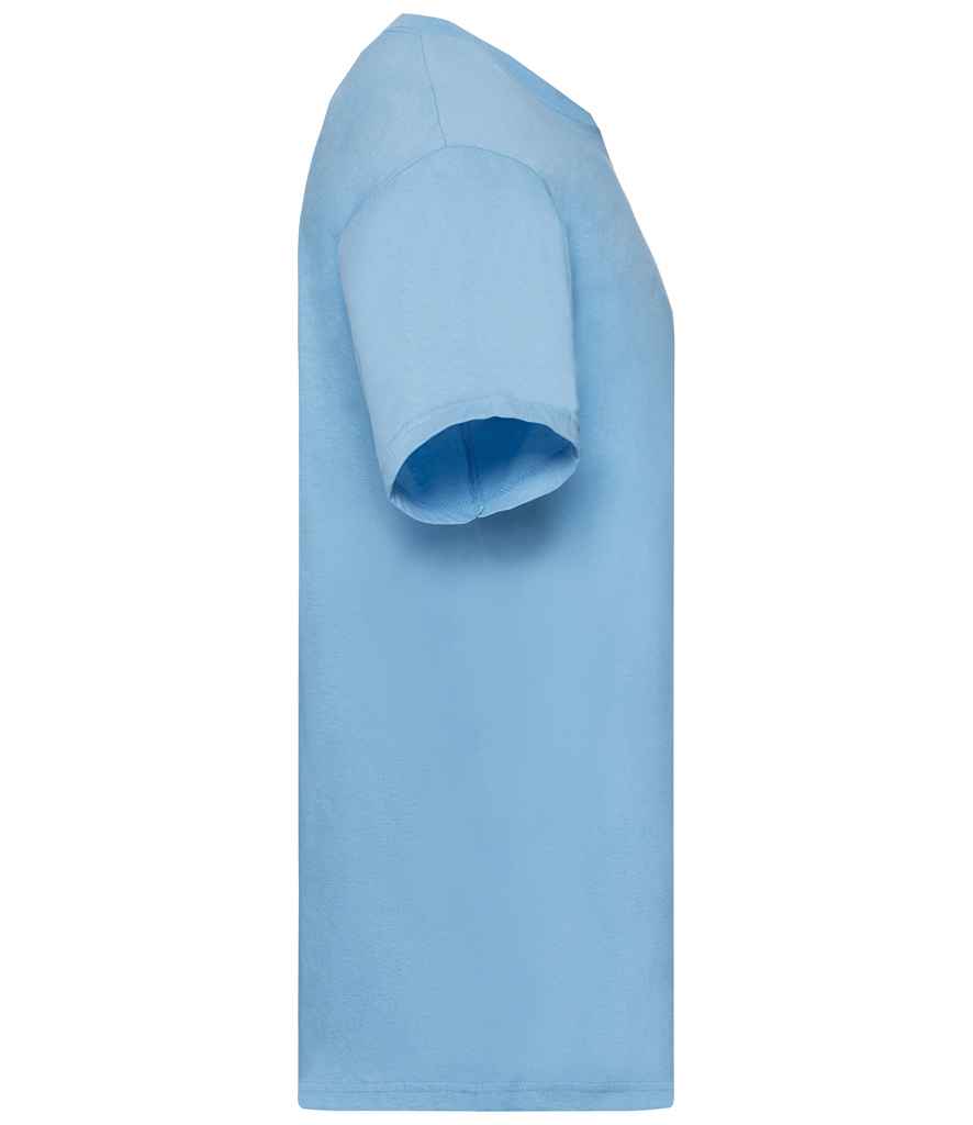 Fruit of the Loom SS6 Sky Blue Left - Ready to be Printed by Custard Workwear - Cheap Personalised and Customised Workwear in Nottinghamshire, Derbyshire and Leicestershire