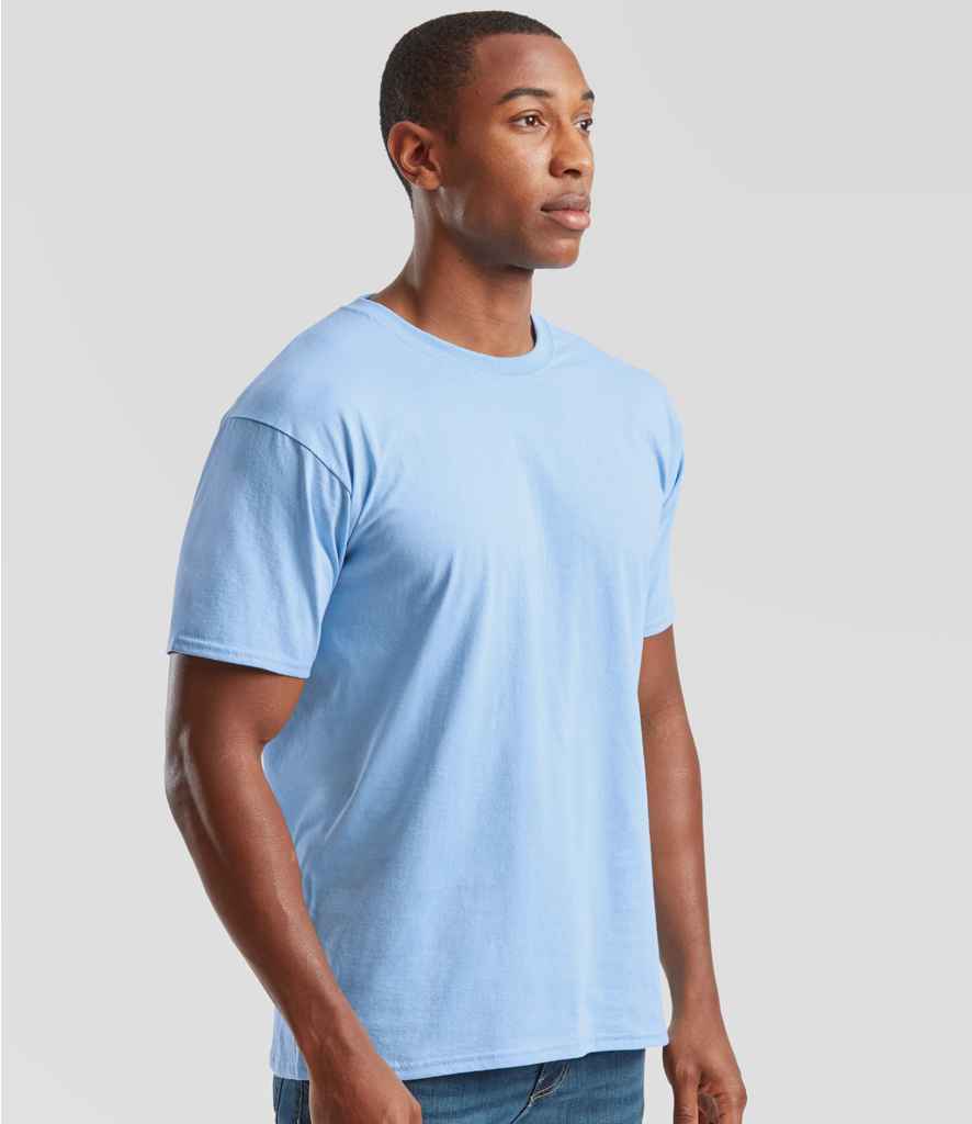 Fruit of the Loom SS6 Sky Blue Model - Ready to be Printed by Custard Workwear - Cheap Personalised and Customised Workwear in Nottinghamshire, Derbyshire and Leicestershire
