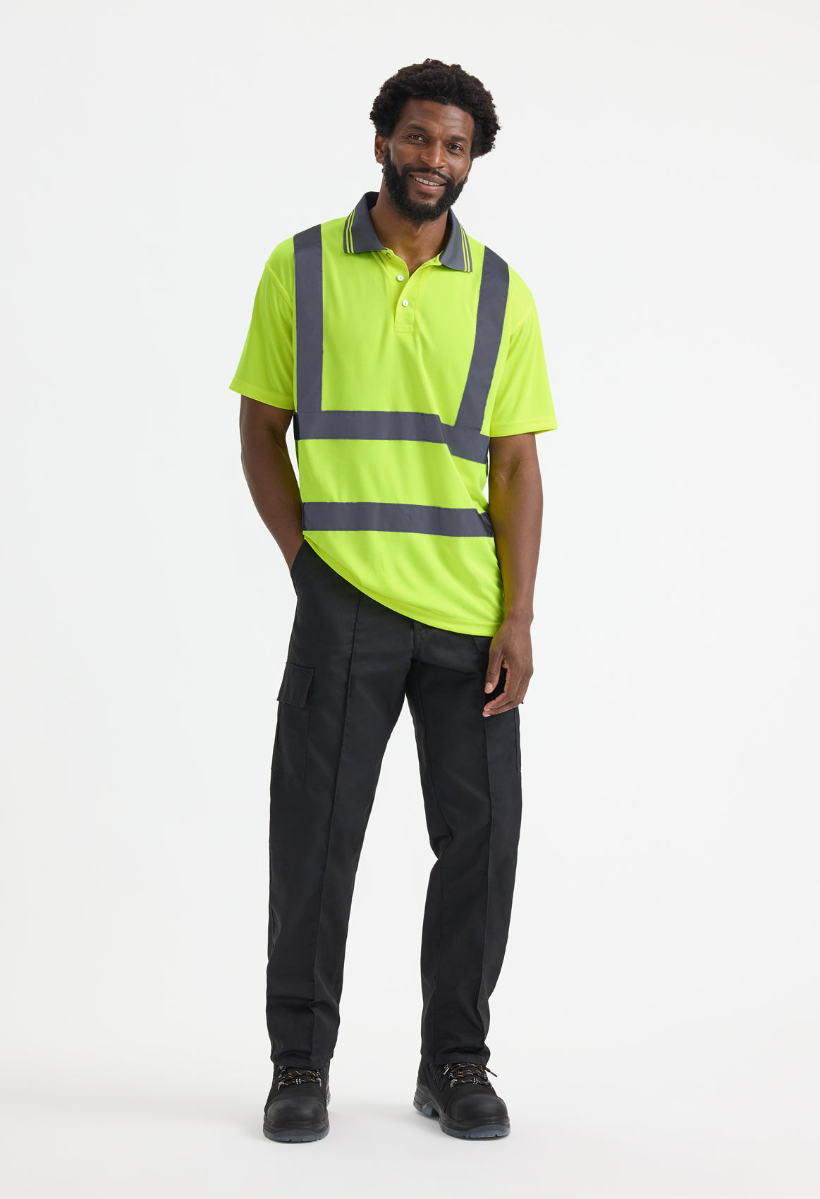 Uneek UC808 - Hi-Vis Polo Shirt Ready to be Printed by Custard Workwear - Cheap Personalised and Customised Workwear in Nottinghamshire, Derbyshire and Leicestershire