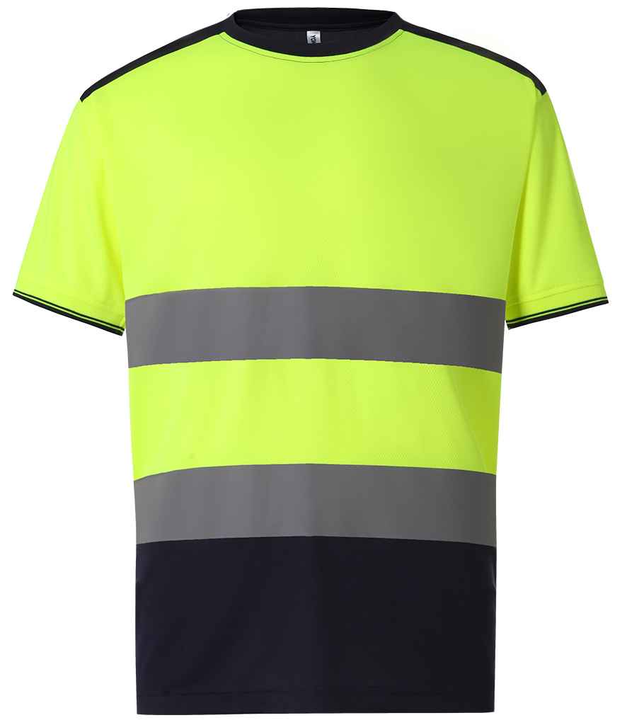 Yoko YK013 Yellow/Navy Front - Ready to be Printed by Custard Workwear - Cheap Personalised and Customised Workwear in Nottinghamshire, Derbyshire and Leicestershire