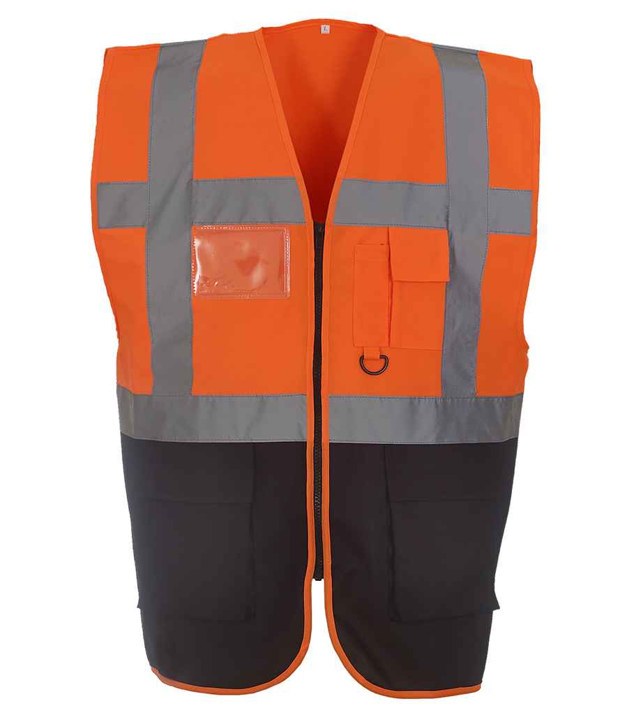 Yoko YK103 Orange/Navy Front - Ready to be Printed by Custard Workwear - Cheap Personalised and Customised Workwear in Nottinghamshire, Derbyshire and Leicestershire