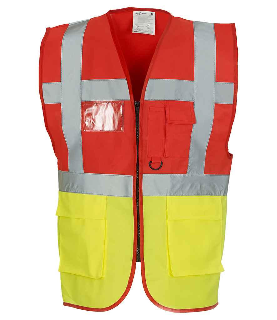 Yoko YK103 Red/Yellow Front - Ready to be Printed by Custard Workwear - Cheap Personalised and Customised Workwear in Nottinghamshire, Derbyshire and Leicestershire