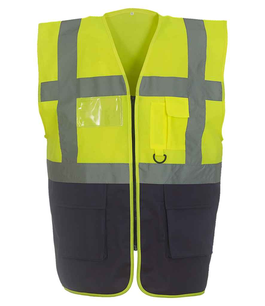 Yoko YK103 Yellow/Navy Front - Ready to be Printed by Custard Workwear - Cheap Personalised and Customised Workwear in Nottinghamshire, Derbyshire and Leicestershire