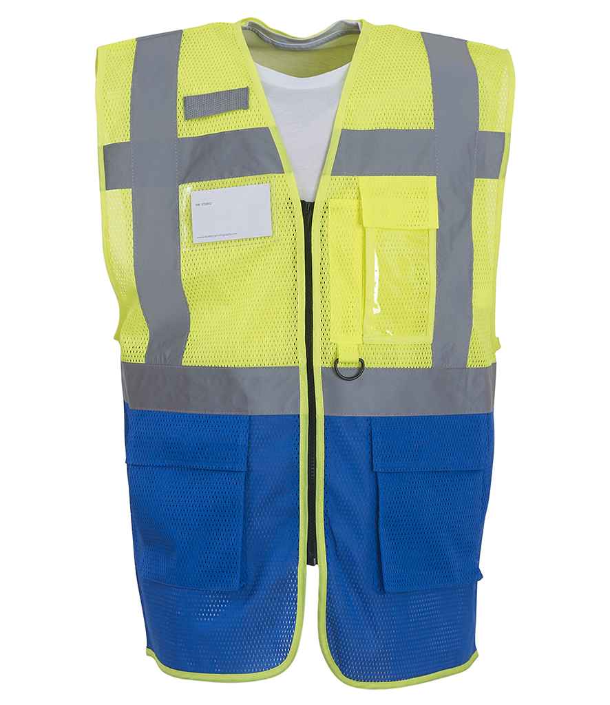 Yoko YK107 Yellow/Royal Blue Front - Ready to be Printed by Custard Workwear - Cheap Personalised and Customised Workwear in Nottinghamshire, Derbyshire and Leicestershire