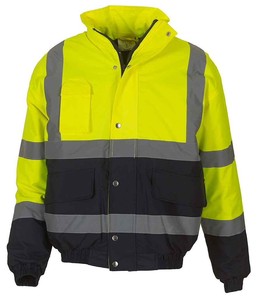 Yoko YK201 Yellow/Navy Front - Ready to be Embroidered and Printed by Custard Workwear - Cheap Personalised and Customised Workwear in Nottinghamshire, Derbyshire and Leicestershire