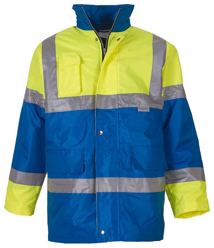 Yoko YK205 Yellow/Royal Blue Front - Ready to be Embroidered and Printed by Custard Workwear - Cheap Personalised and Customised Workwear in Nottinghamshire, Derbyshire and Leicestershire