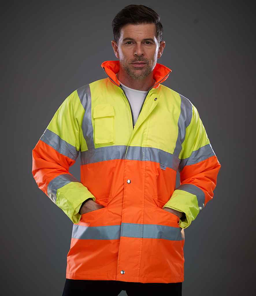 Yoko YK205 Yellow/Orange Model - Ready to be Embroidered and Printed by Custard Workwear - Cheap Personalised and Customised Workwear in Nottinghamshire, Derbyshire and Leicestershire