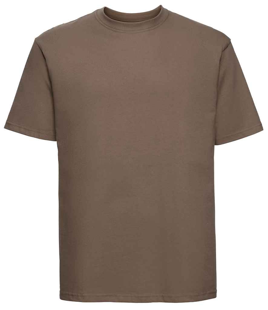 Russell 180M Mocha Front -  Ready to be Printed by Custard Workwear - Cheap Personalised and Customised Workwear in Nottinghamshire, Derbyshire and Leicestershire