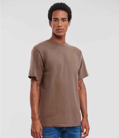 Russell 180M Mocha Model -  Ready to be Printed by Custard Workwear - Cheap Personalised and Customised Workwear in Nottinghamshire, Derbyshire and Leicestershire