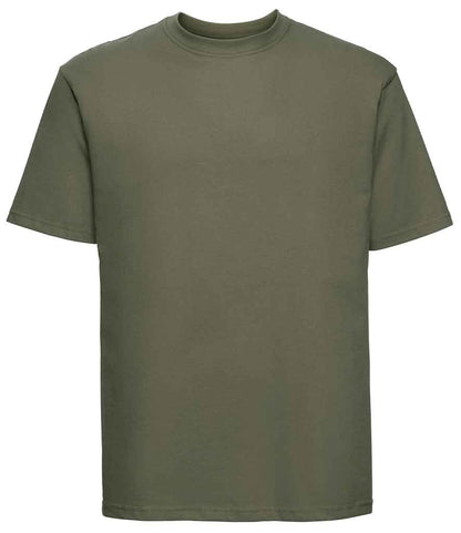 Russell 180M Olive Green Front -  Ready to be Printed by Custard Workwear - Cheap Personalised and Customised Workwear in Nottinghamshire, Derbyshire and Leicestershire