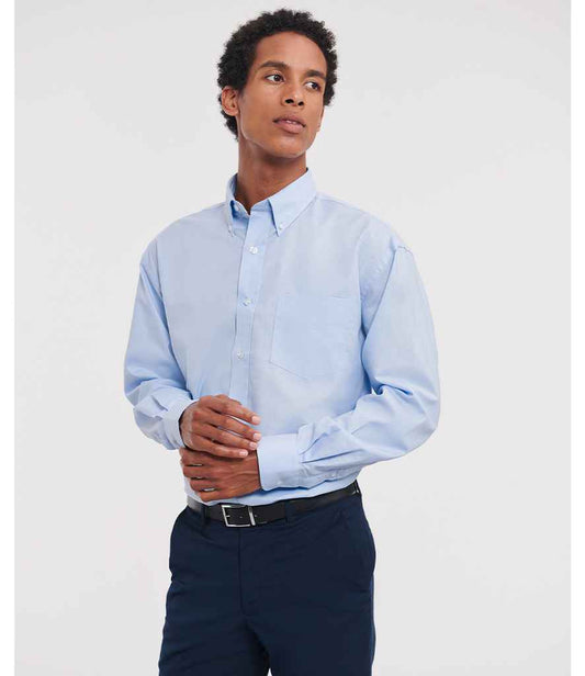 Russell 932M Oxford Blue Model -  Ready to be Embroidered and Printed by Custard Workwear - Cheap Personalised and Customised Workwear in Nottinghamshire, Derbyshire and Leicestershire