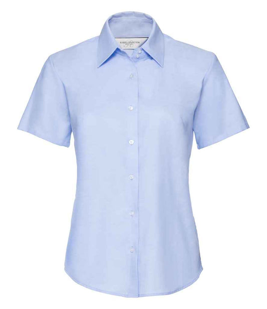 Russell 933F Oxford Blue Front -  Ready to be Embroidered and Printed by Custard Workwear - Cheap Personalised and Customised Workwear in Nottinghamshire, Derbyshire and Leicestershire