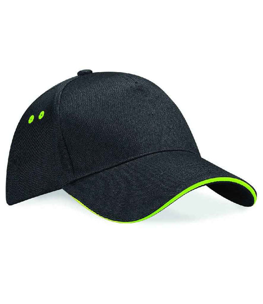 Beechfield BB15C Black/Lime Green Front -  Ready to be Printed by Custard Workwear - Cheap Personalised and Customised Workwear in Nottinghamshire, Derbyshire and Leicestershire