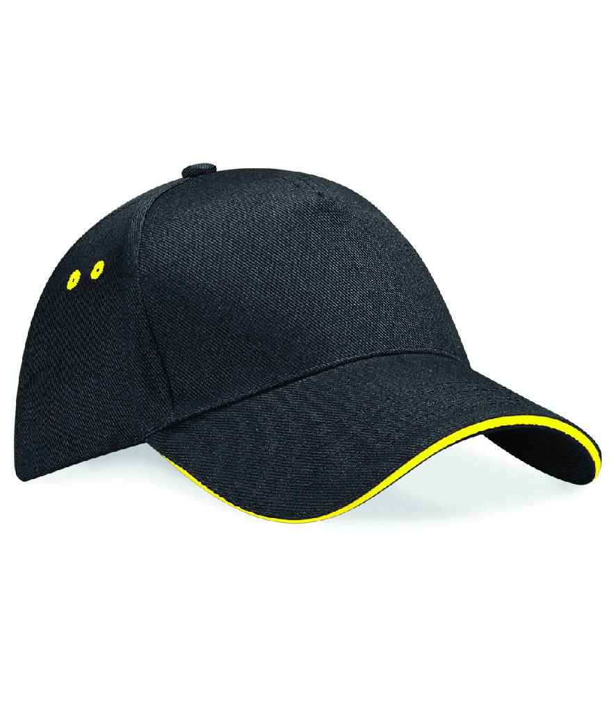 Beechfield BB15C Black/Yellow Front -  Ready to be Printed by Custard Workwear - Cheap Personalised and Customised Workwear in Nottinghamshire, Derbyshire and Leicestershire