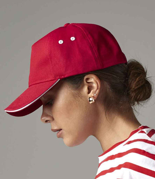 Beechfield BB15C Classic Red/White Model -  Ready to be Printed by Custard Workwear - Cheap Personalised and Customised Workwear in Nottinghamshire, Derbyshire and Leicestershire