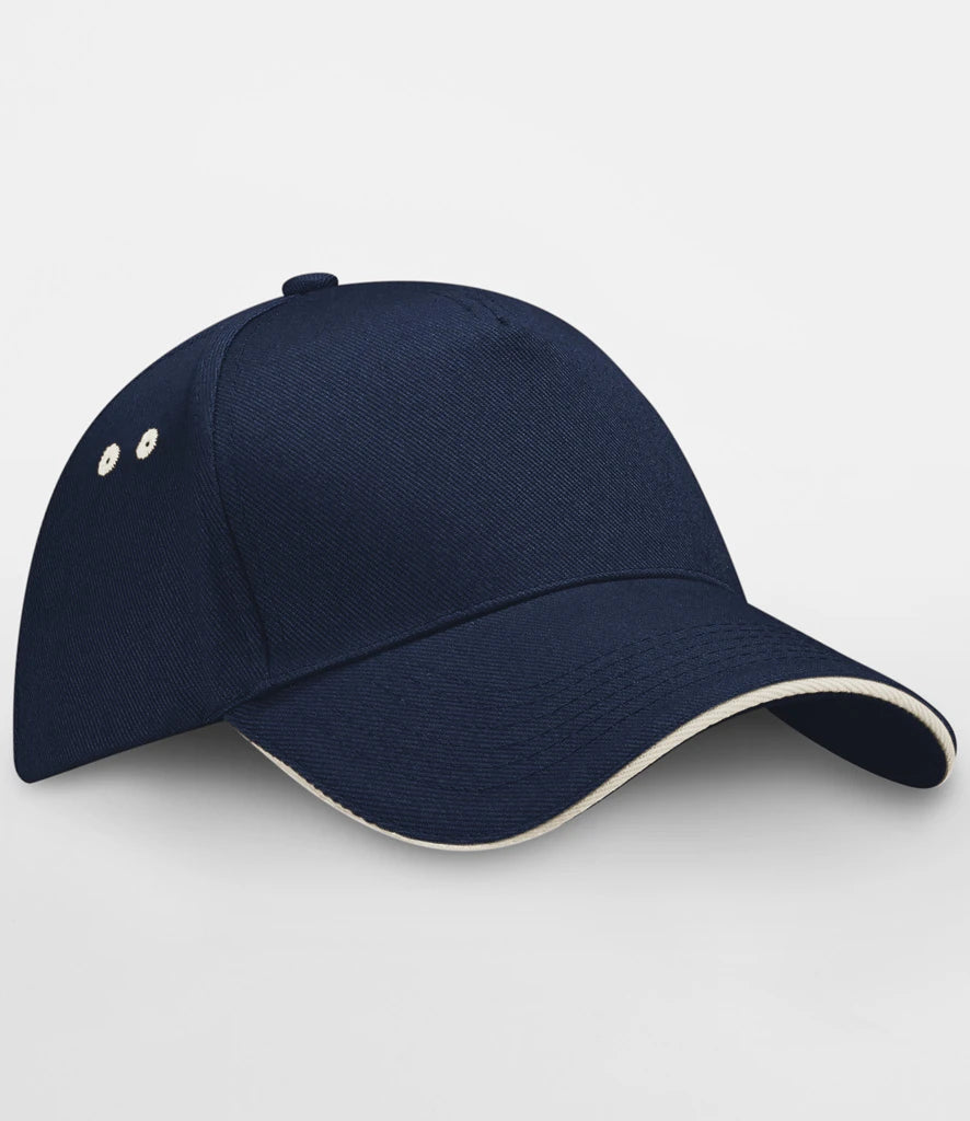 BB15C - Ultimate 5 Panel Cap with Sandwich Peak | French Navy/White