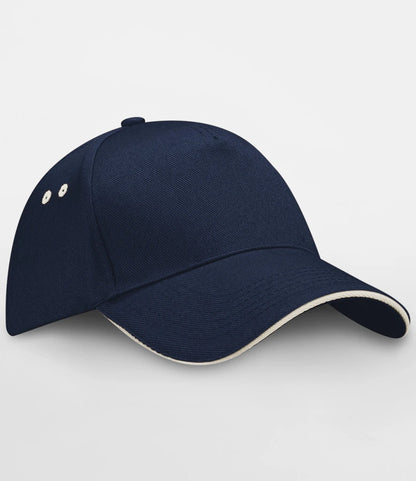 BB15C - Ultimate 5 Panel Cap with Sandwich Peak | French Navy/White