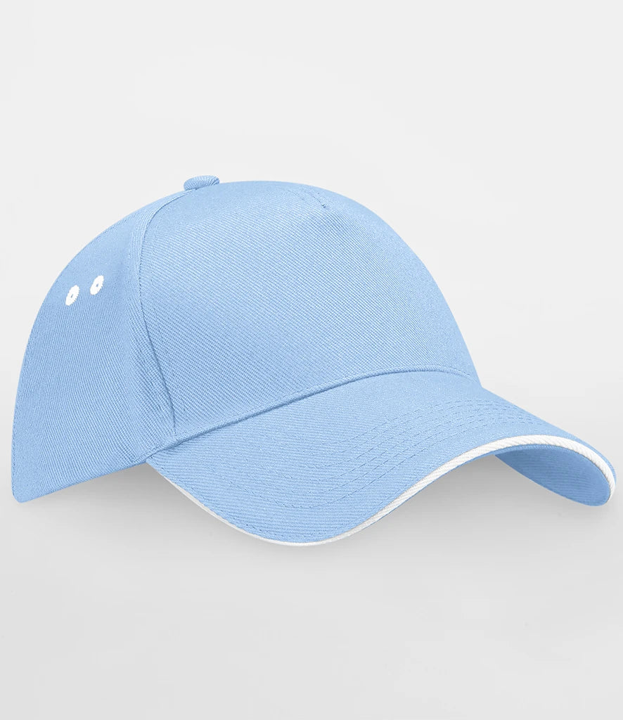 BB15C - Ultimate 5 Panel Cap with Sandwich Peak | Sky Blue/White