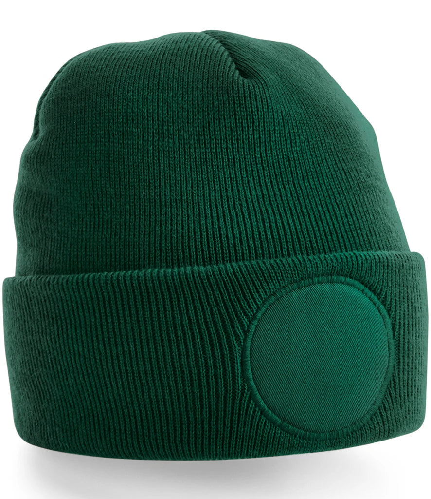 BB446 - Circular Patch Beanie | Bottle Green