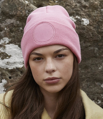 BB446 - Circular Patch Beanie | Dusky Pink