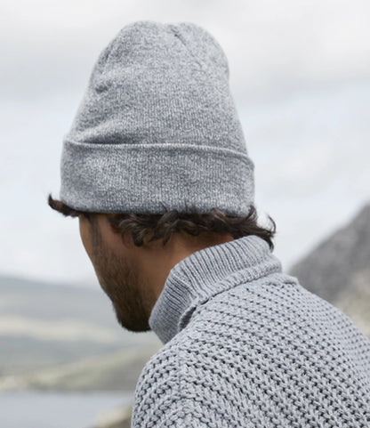 BB446 - Circular Patch Beanie | Heather Grey