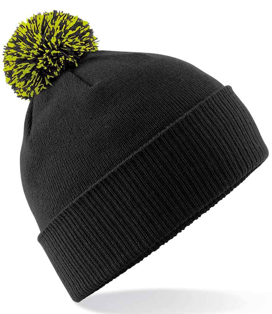 Beechfield BB450 Black/Lime Green Front -  Ready to be Embroidered by Custard Workwear - Cheap Personalised and Customised Workwear in Nottinghamshire, Derbyshire and Leicestershire