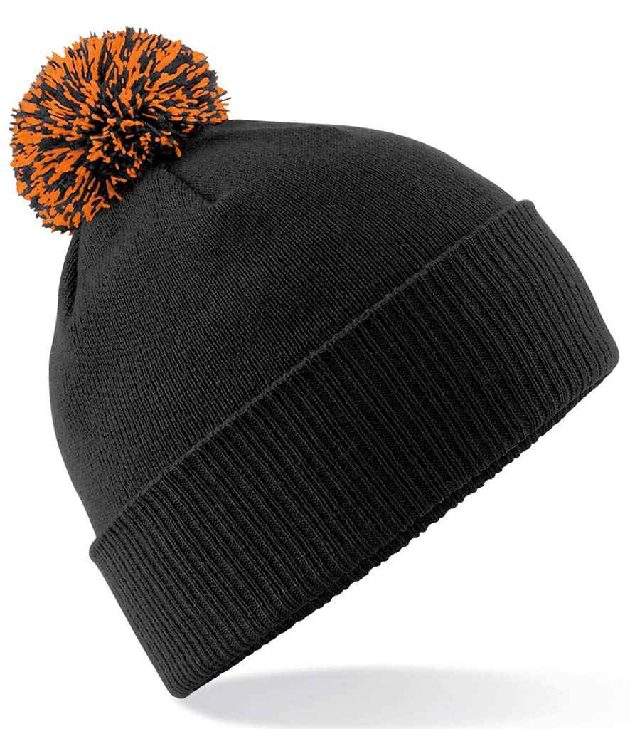 Beechfield BB450 Black/Orange Front -  Ready to be Embroidered by Custard Workwear - Cheap Personalised and Customised Workwear in Nottinghamshire, Derbyshire and Leicestershire