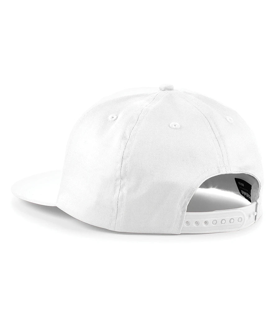 BB610 - 5 Panel Snapback Rapper Cap | White