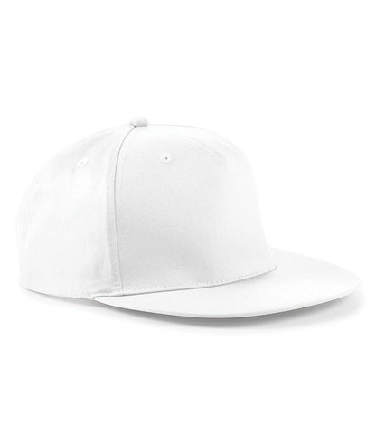 BB610 - 5 Panel Snapback Rapper Cap | White