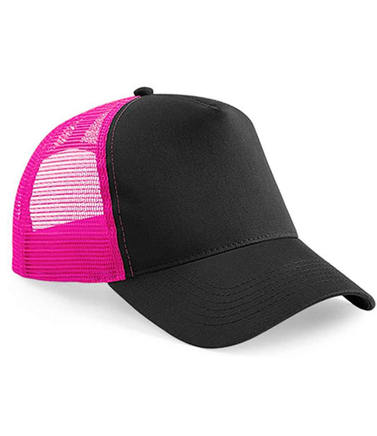 Beechfield BB640 Black/Fuchsia Front -  Ready to be Printed by Custard Workwear - Cheap Personalised and Customised Workwear in Nottinghamshire, Derbyshire and Leicestershire